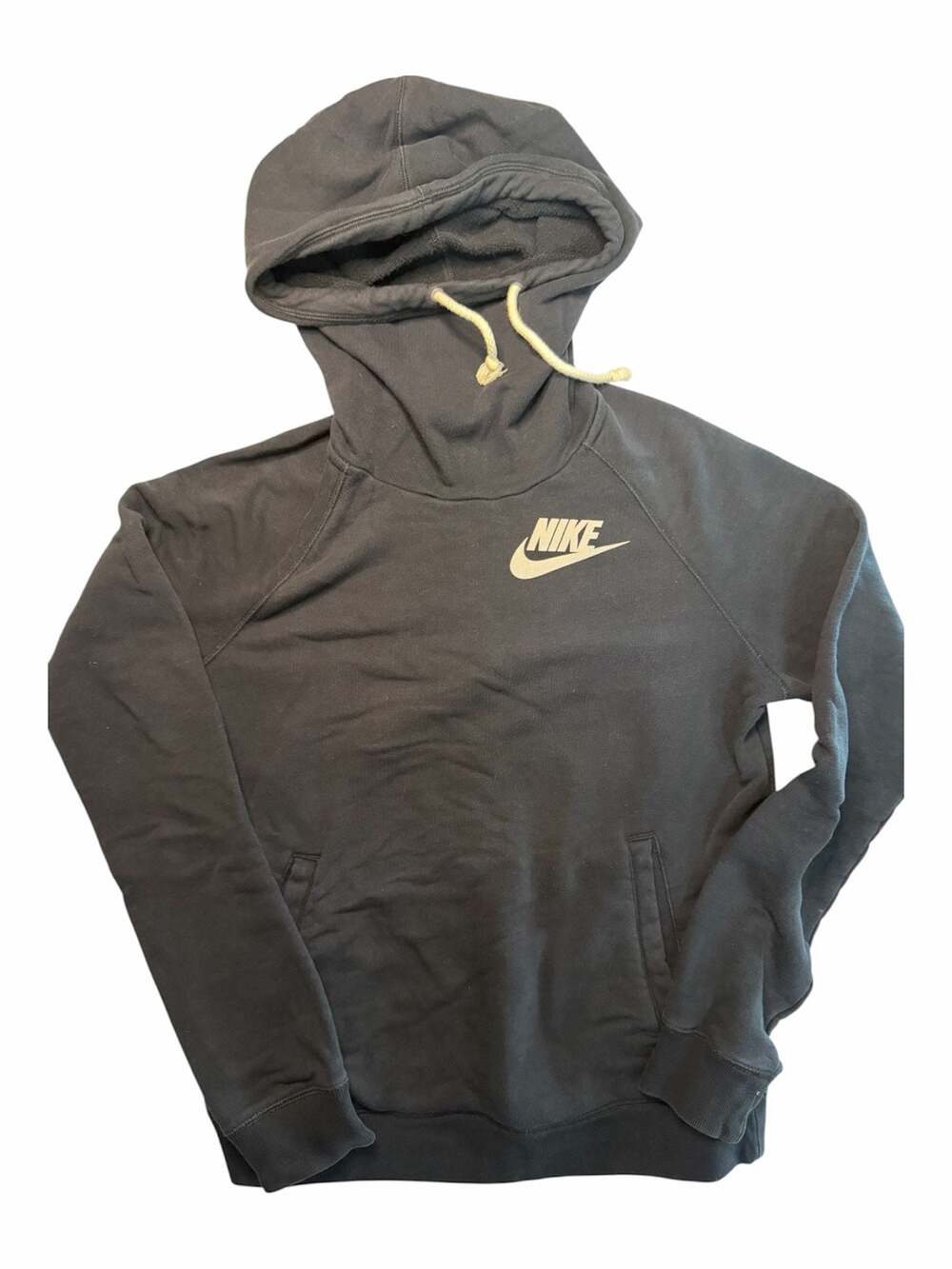 Nike Women's Black Cowl Funnel Neck Pullover Hoodie Sweatshirt Size Medium